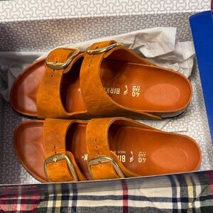 Birkenstock Burnt Orange Slide Sandals